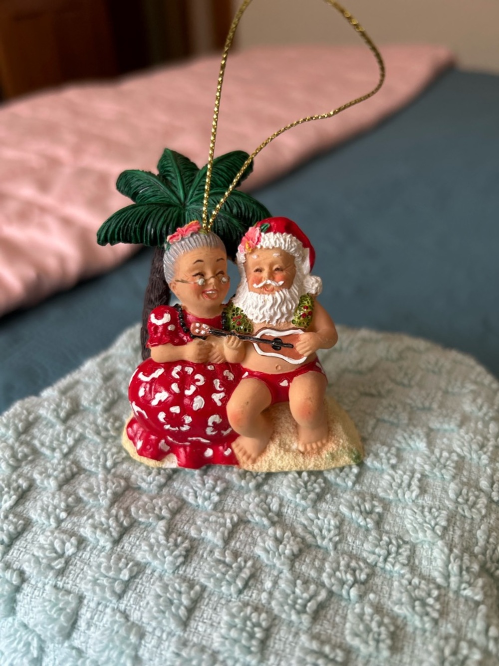 Hawaiian Santa and Mrs. Holiday Ornament